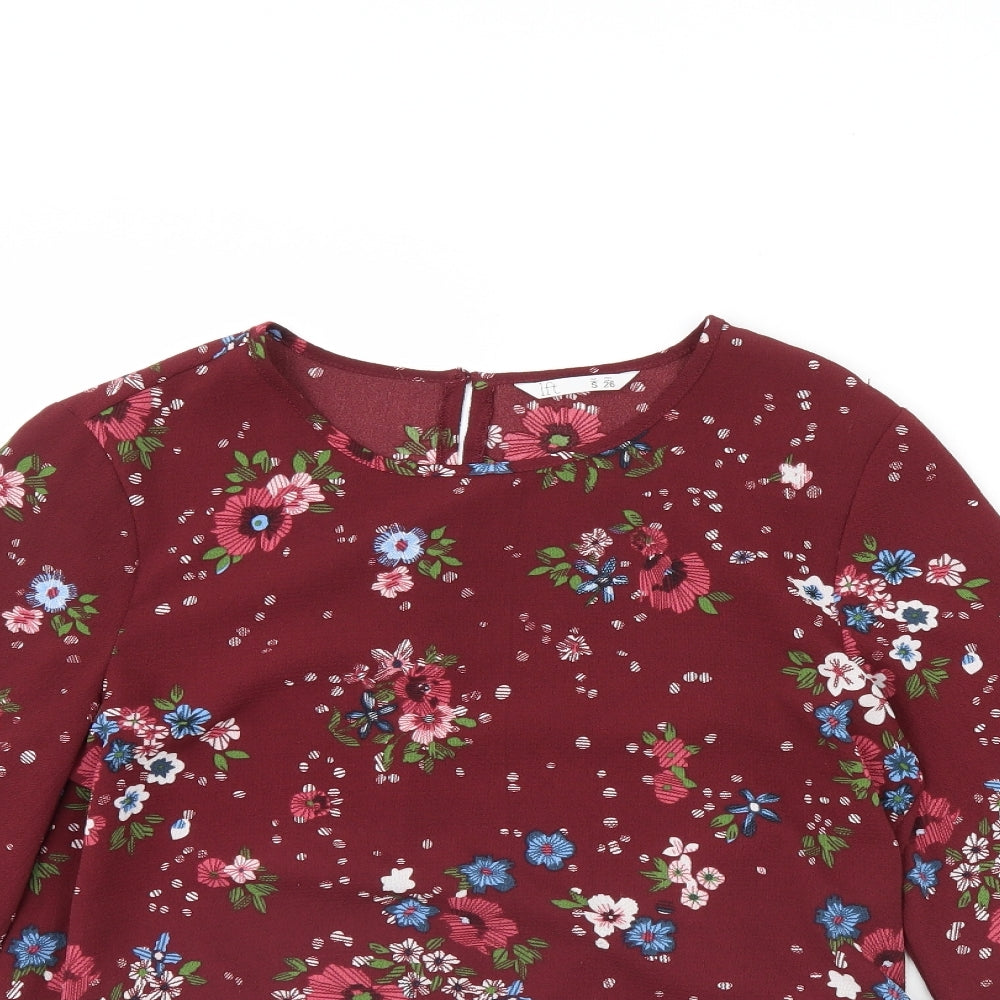 lft Womens Purple Floral  Basic Blouse Size S