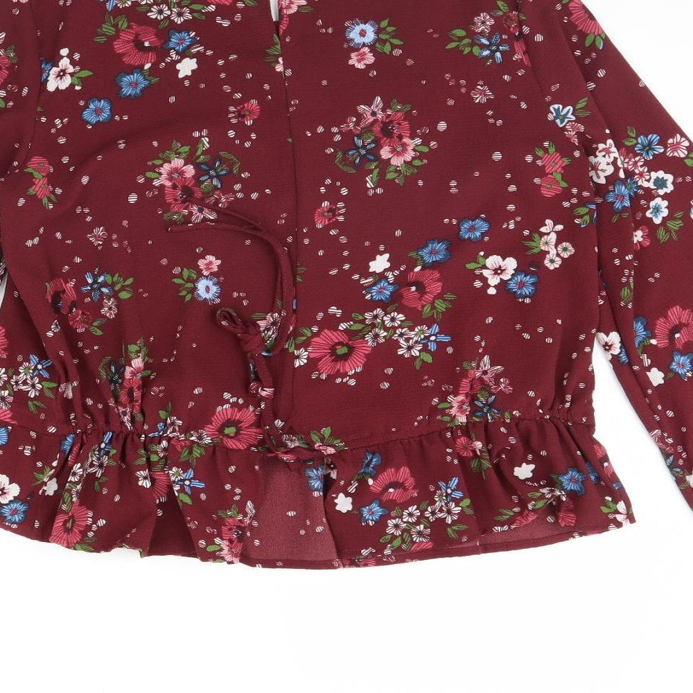lft Womens Purple Floral  Basic Blouse Size S