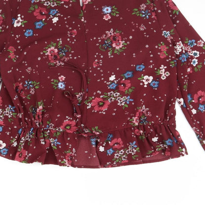 lft Womens Purple Floral  Basic Blouse Size S