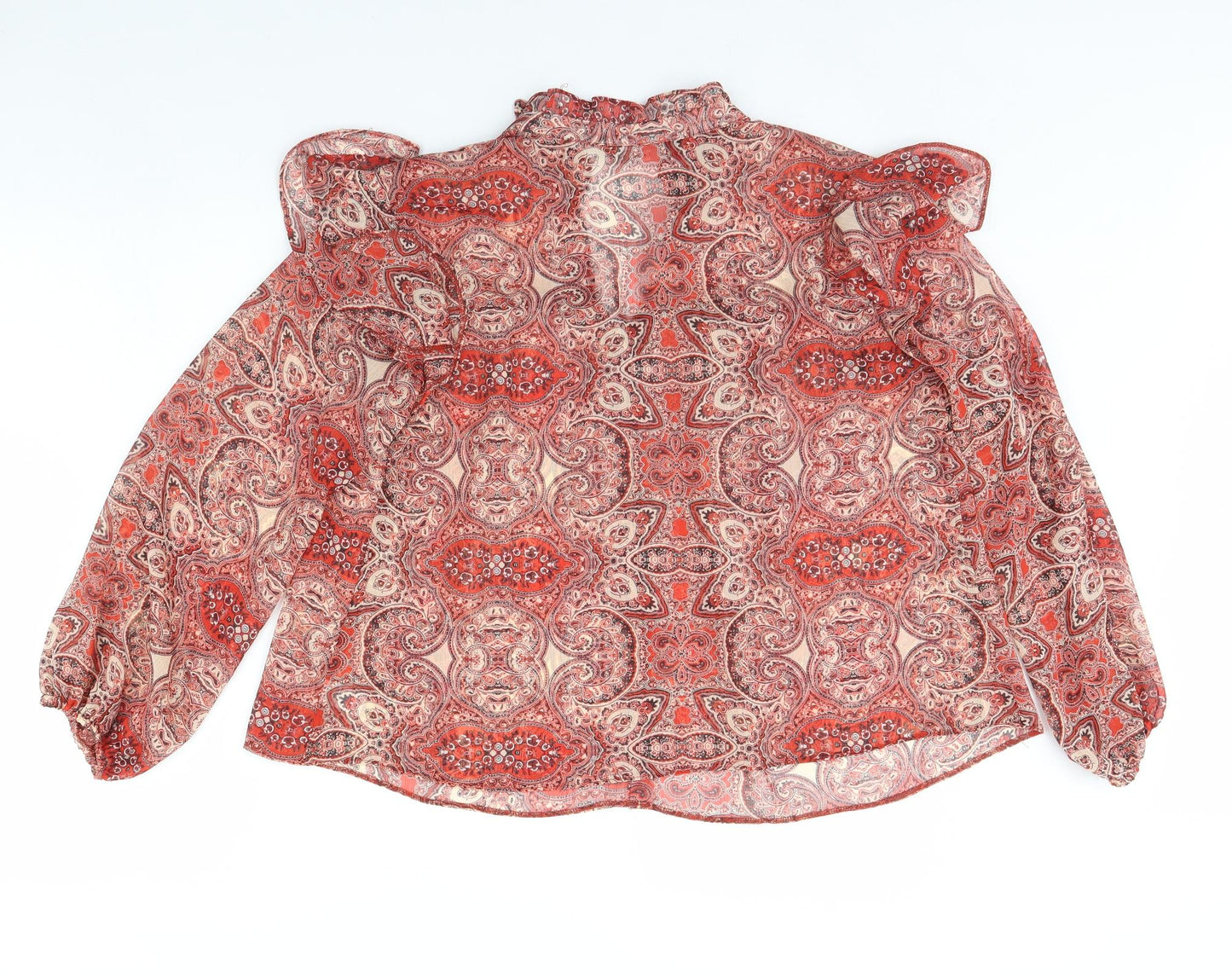 George Womens Red Fair Isle  Basic Button-Up Size 10