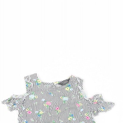 Primark Girls White Striped  Basic Blouse Size 2 Years