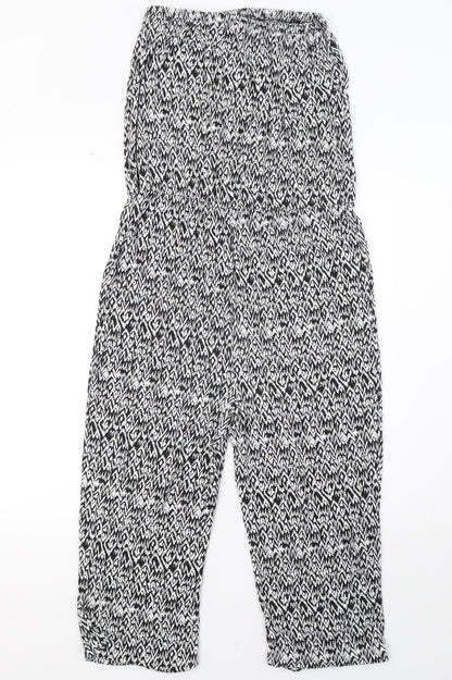 Matalan Womens White Animal Print  Jumpsuit One-Piece Size 8 L21 in