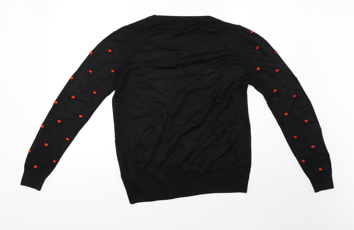 saisnburys Womens Black Polka Dot Knit Pullover Sweatshirt Size 8