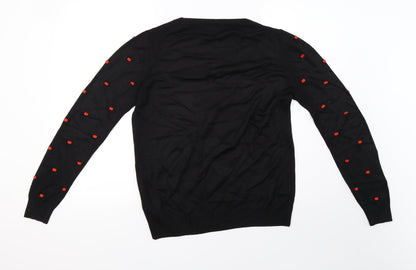 saisnburys Womens Black Polka Dot Knit Pullover Sweatshirt Size 8