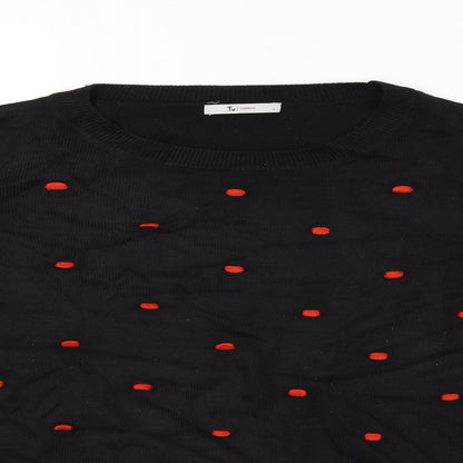 saisnburys Womens Black Polka Dot Knit Pullover Sweatshirt Size 8