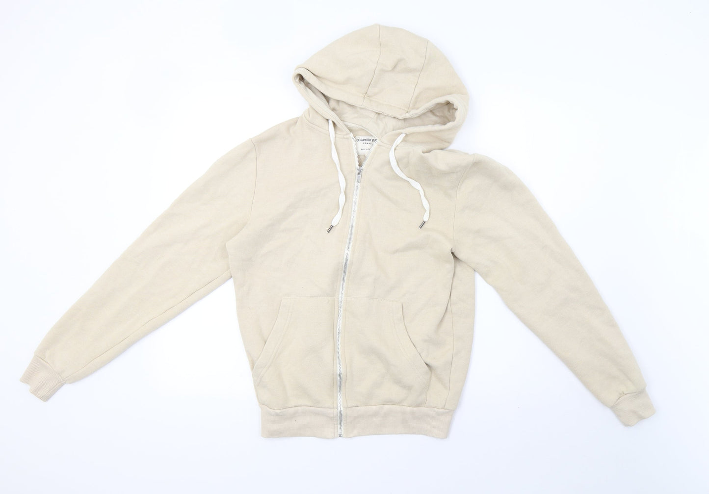 Mens UK Size XS Cedar Wood State Beige Full Zip Hoodie