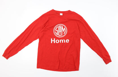 Mens UK Size M Gildan Red Pullover Sweatshirt