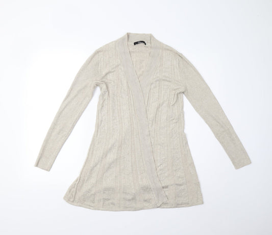 BM Collection Womens Beige  Knit Cardigan Jumper Size XS