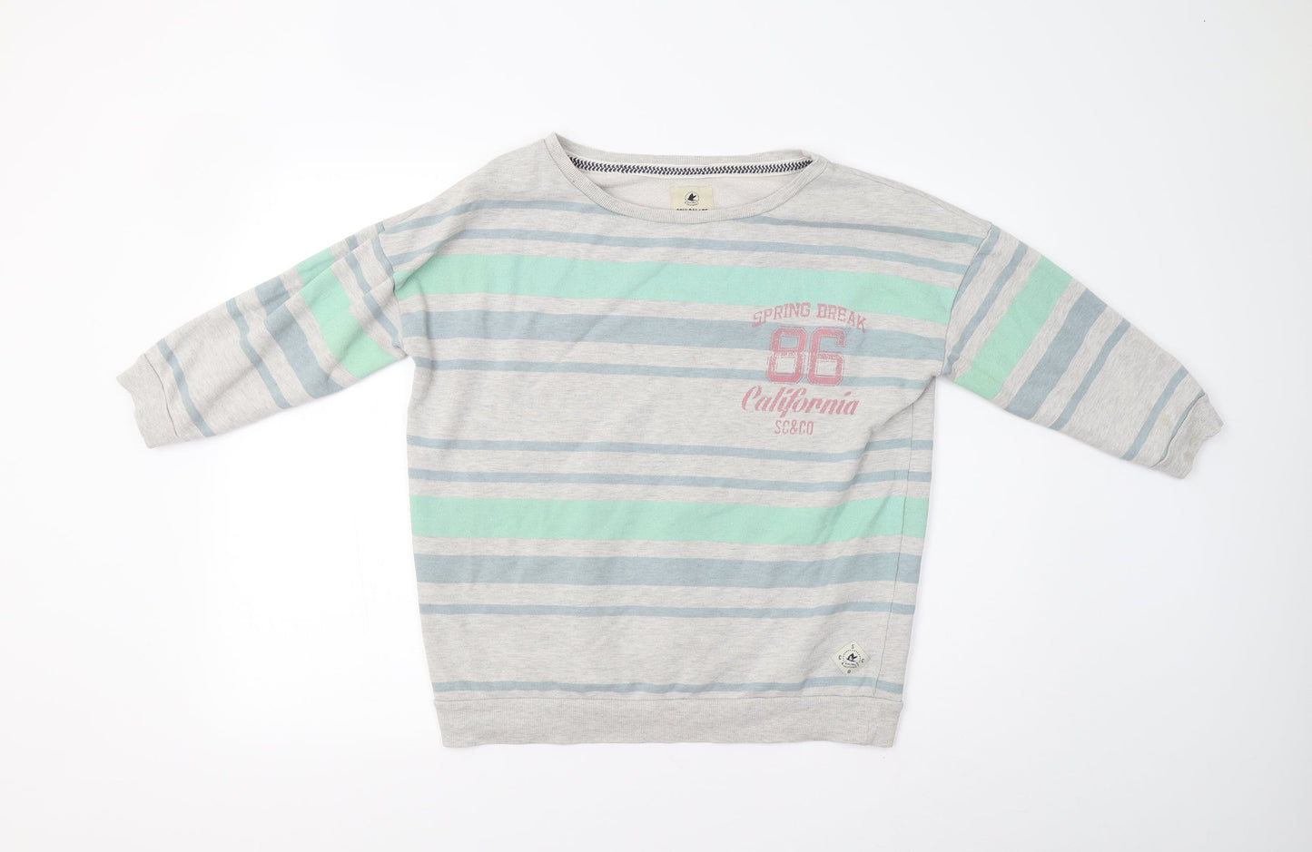 Soulcal & Co Womens Grey Striped  Pullover Sweatshirt Size S