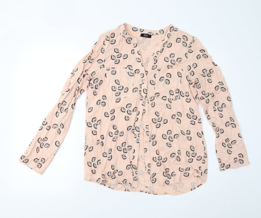 F&F Womens Pink Floral  Basic Button-Up Size 8