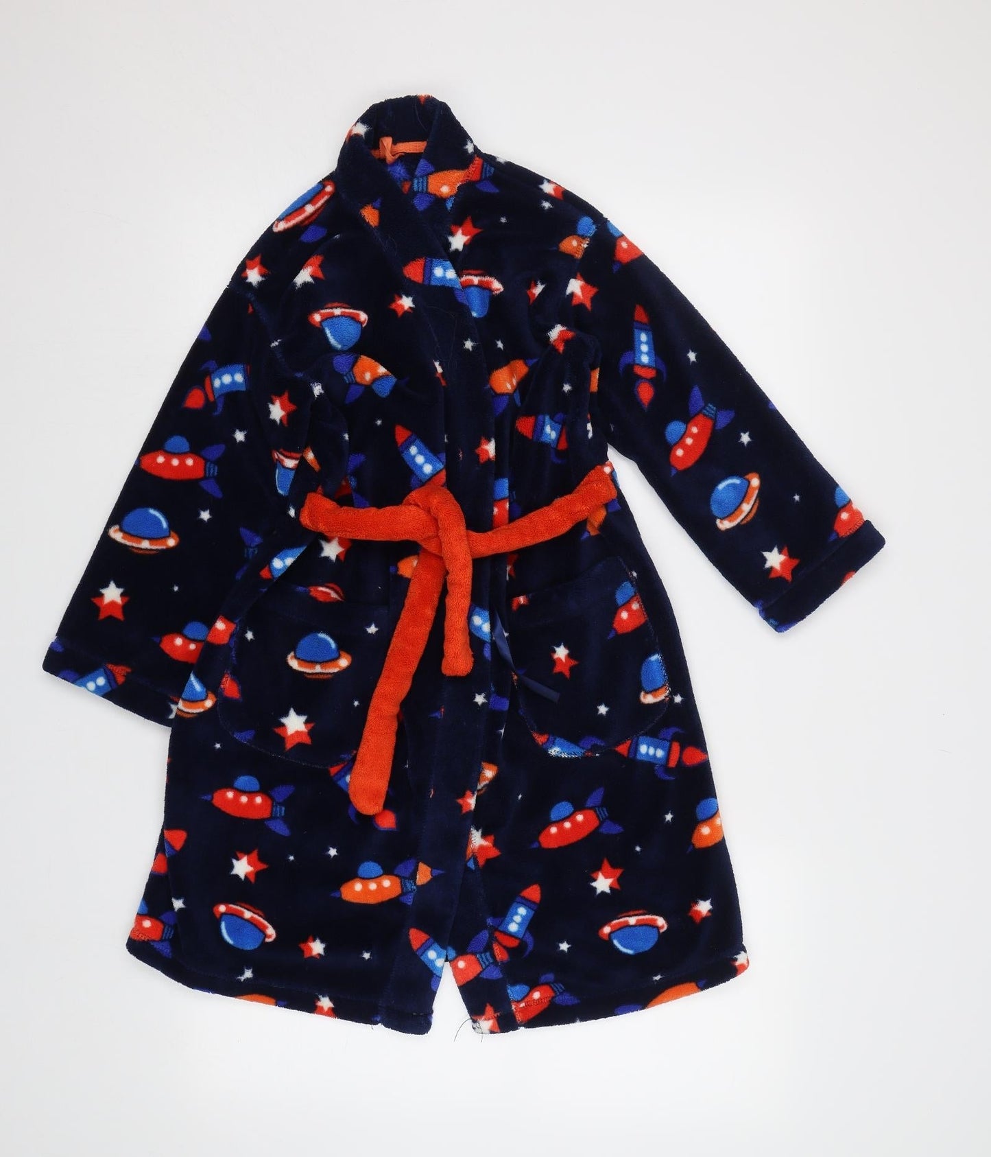 M&S Girls Blue Geometric  Kimono Pyjama Top Size 7-8 Years  - Space