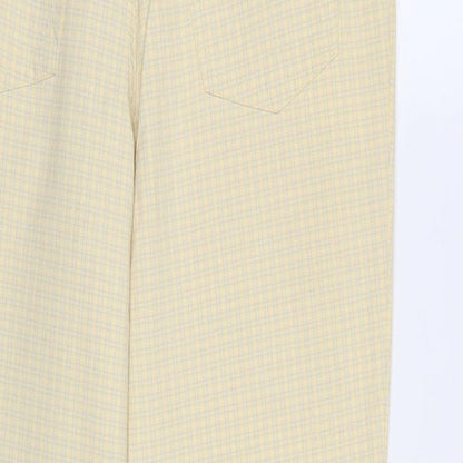 Classic Label Womens Yellow Check Denim Trousers  Size 12 L28 in