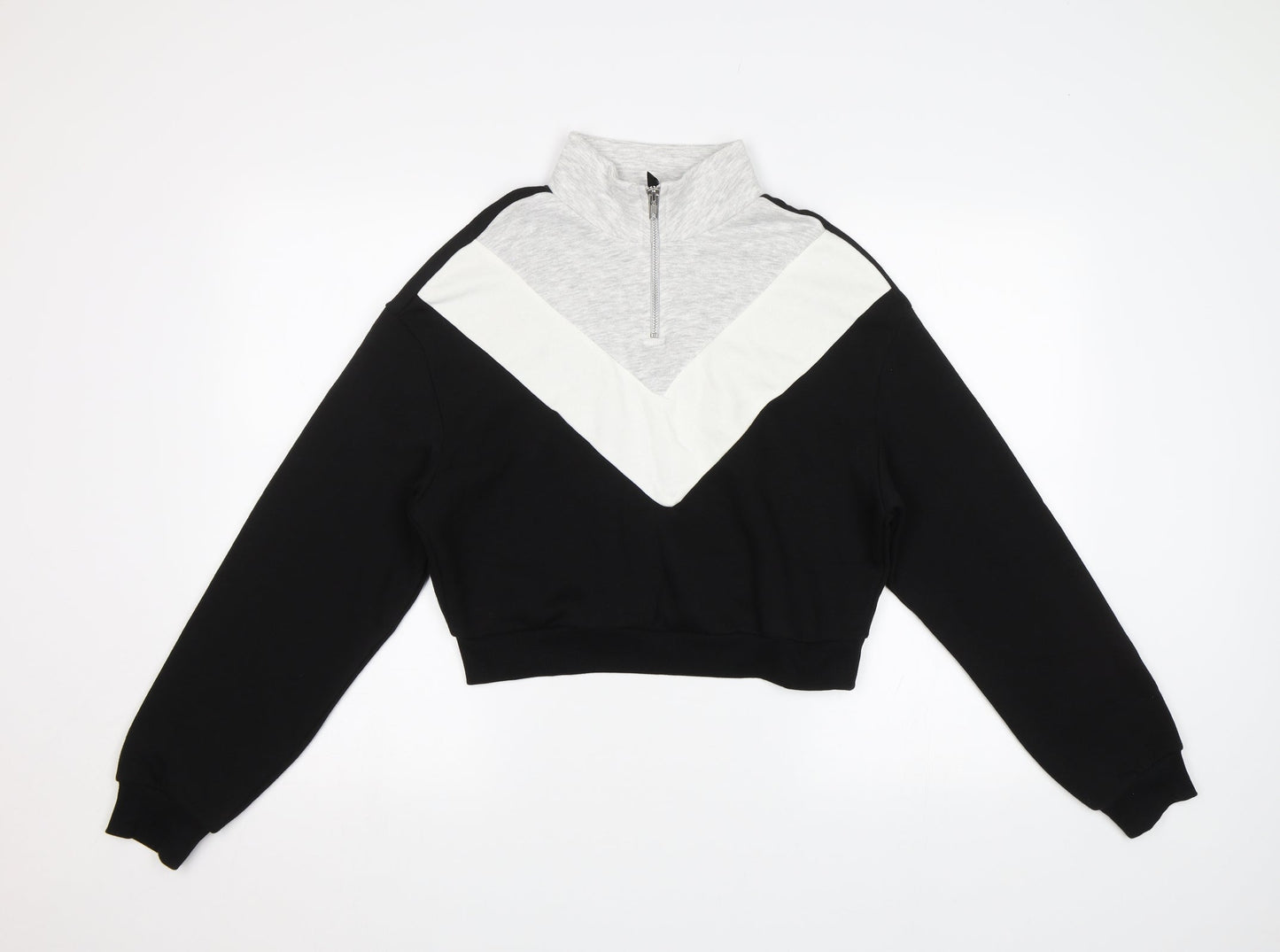 H&M Womens Black Striped  Pullover Sweatshirt Size S