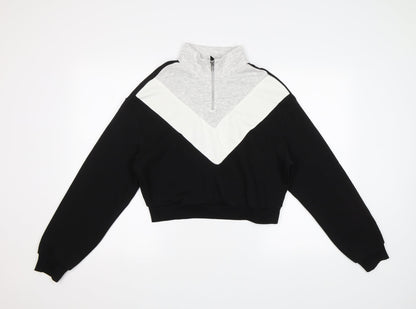 H&M Womens Black Striped  Pullover Sweatshirt Size S