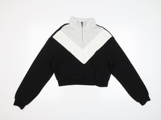 H&M Womens Black Striped  Pullover Sweatshirt Size S