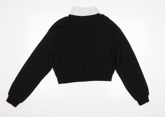 H&M Womens Black Striped  Pullover Sweatshirt Size S