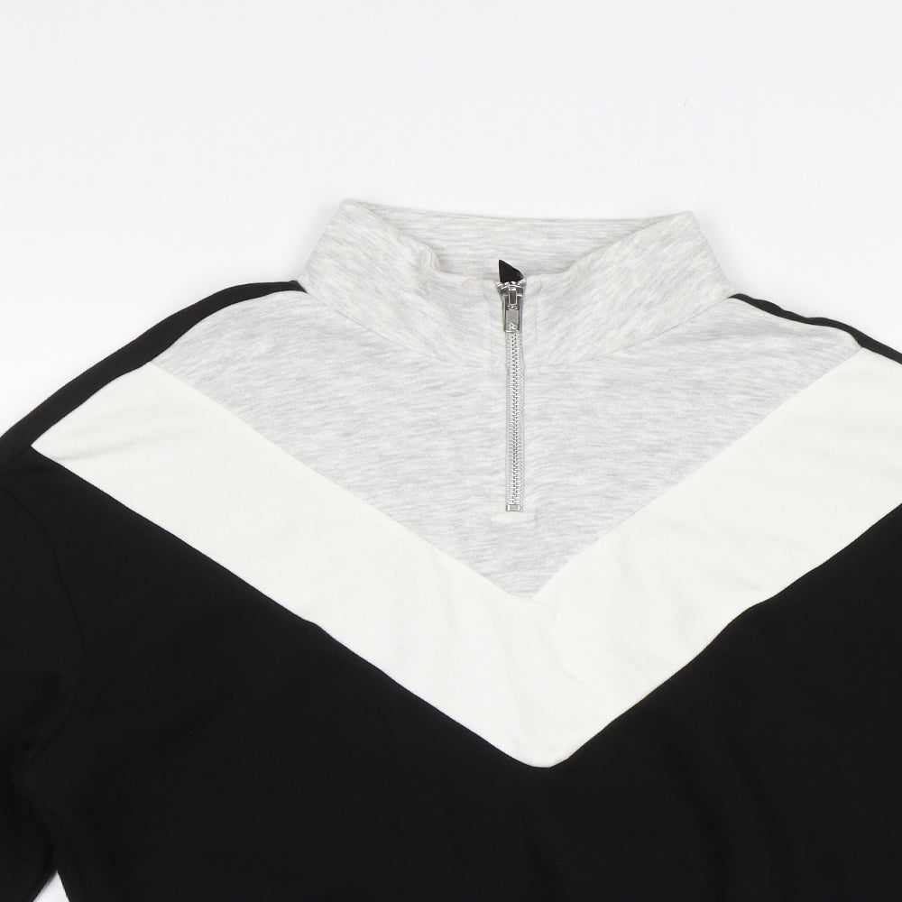 H&M Womens Black Striped  Pullover Sweatshirt Size S