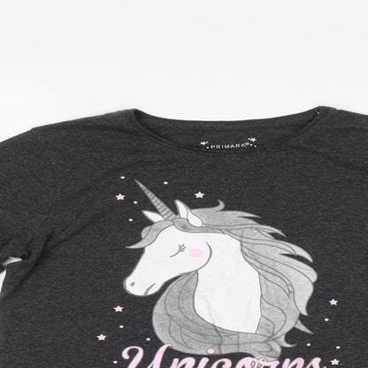 Primark Girls Grey   Top Pyjama Top Size 12 Years  - Unicorn