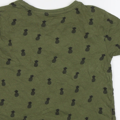 Primark Girls Green   Basic T-Shirt Size 4-5 Years  - Pineapple Print