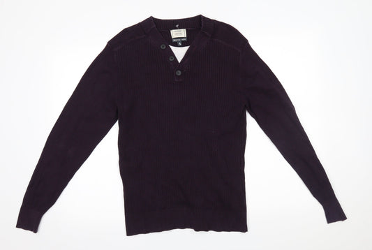 George Mens Purple   Henley Jumper Size S