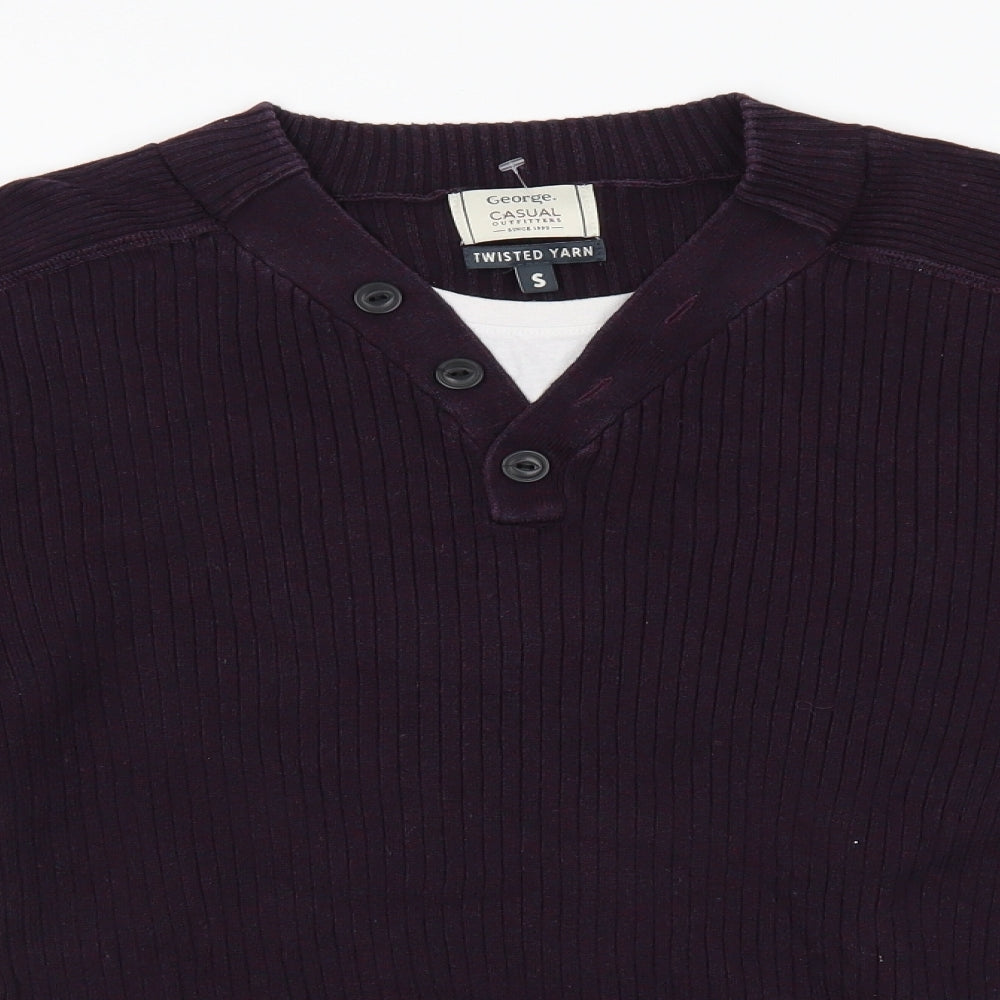 George Mens Purple   Henley Jumper Size S