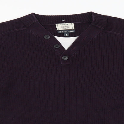 George Mens Purple   Henley Jumper Size S