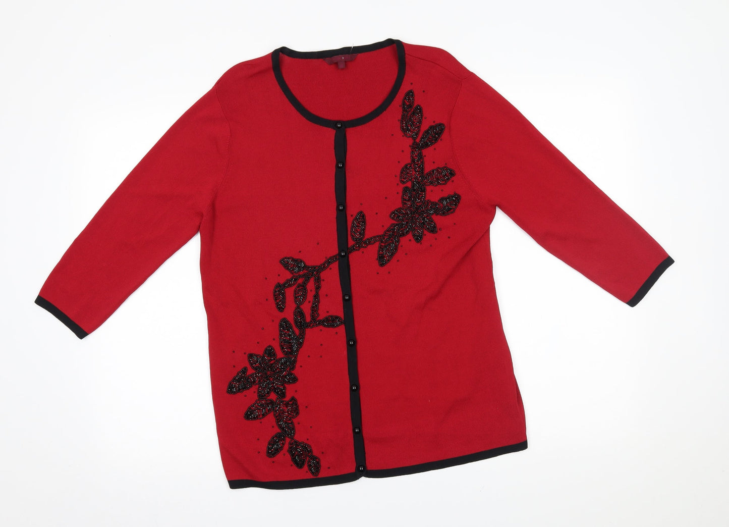 Womens UK Size M After Dark Red Cardigan Jumper
