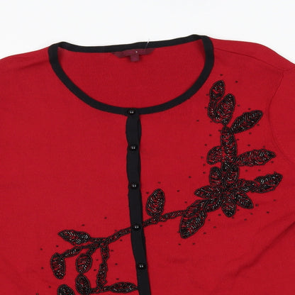 Womens UK Size M After Dark Red Cardigan Jumper