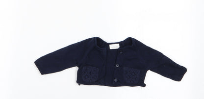 NEXT Girls Blue   Cardigan Jumper   - Lace Back Panel