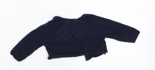 NEXT Girls Blue   Cardigan Jumper   - Lace Back Panel