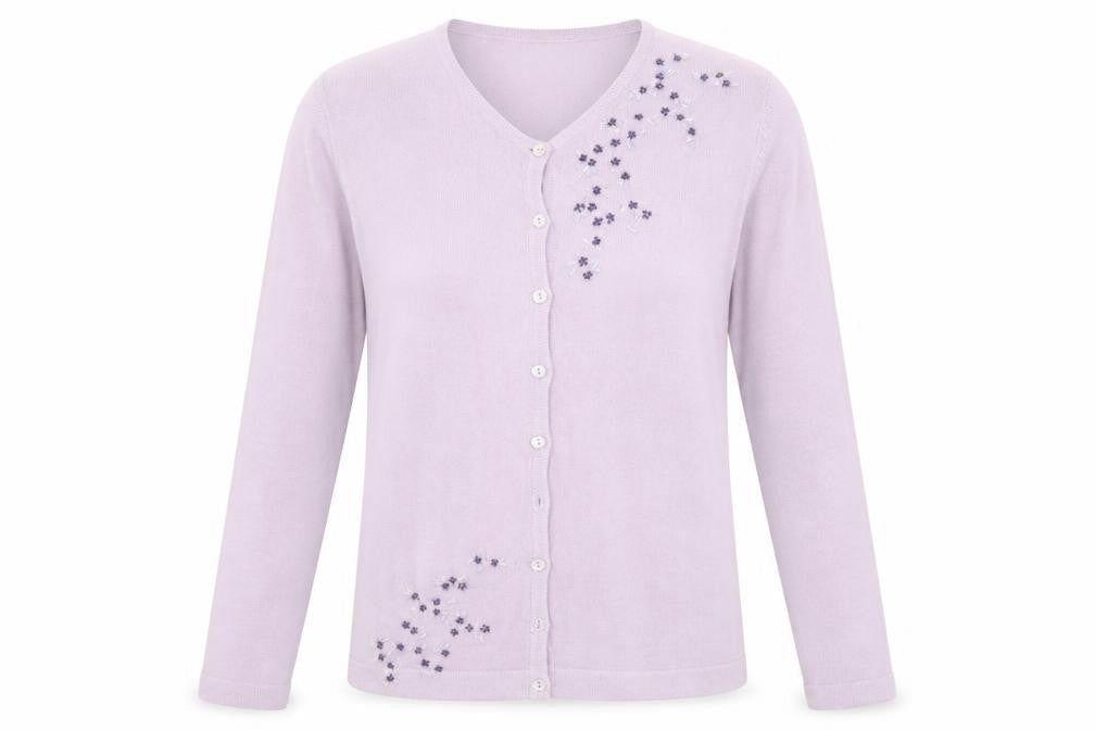 Marks & Spencer Womens Purple Floral  Cardigan Jumper Size 12