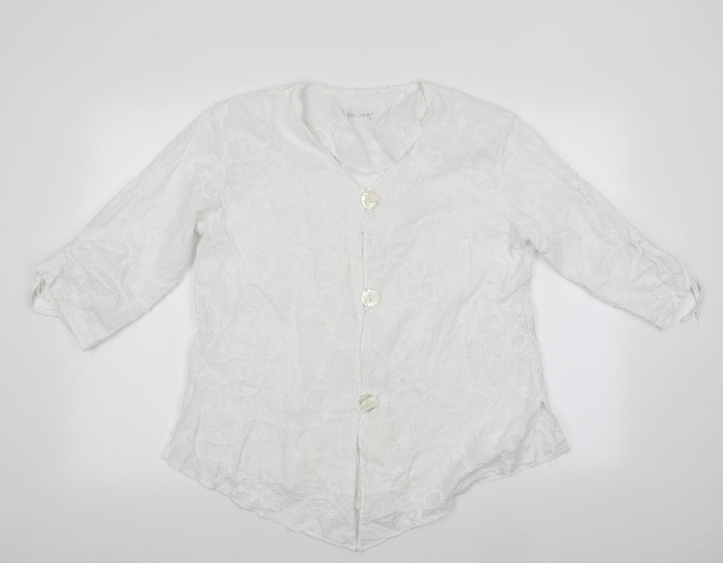 New Jersey Womens White Floral  Basic Blouse Size M