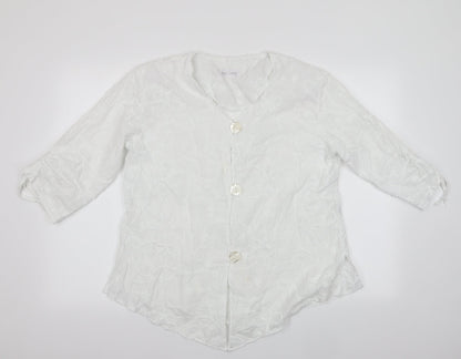 New Jersey Womens White Floral  Basic Blouse Size M