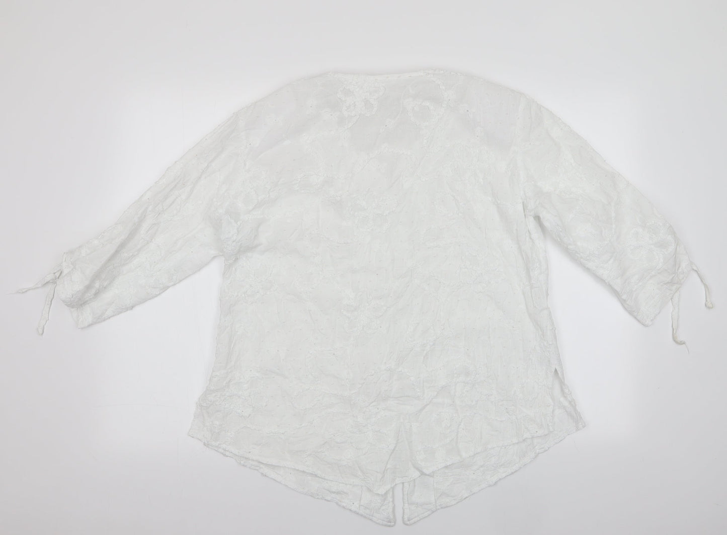New Jersey Womens White Floral  Basic Blouse Size M