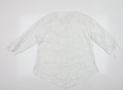 New Jersey Womens White Floral  Basic Blouse Size M
