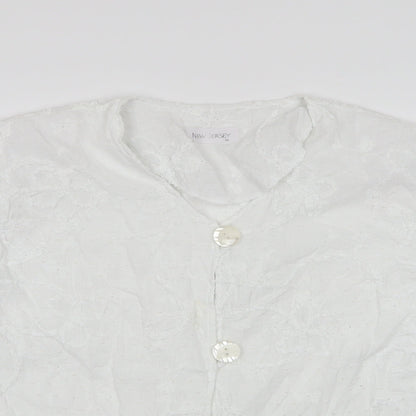 New Jersey Womens White Floral  Basic Blouse Size M