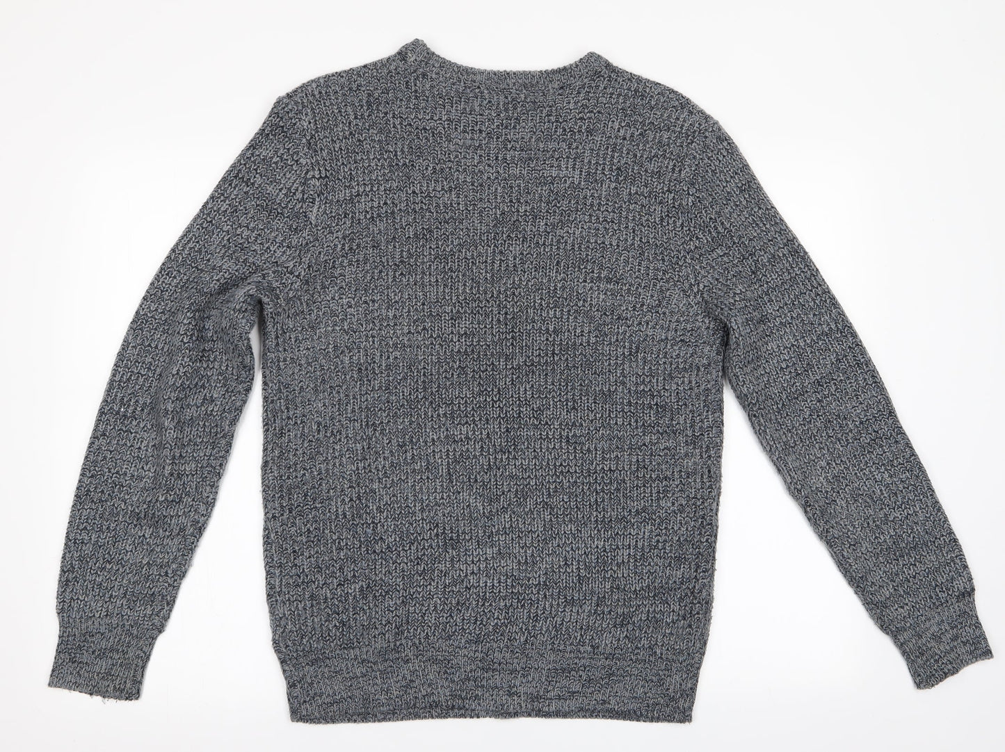 Avenue Mens Blue Herringbone  Pullover Jumper Size M