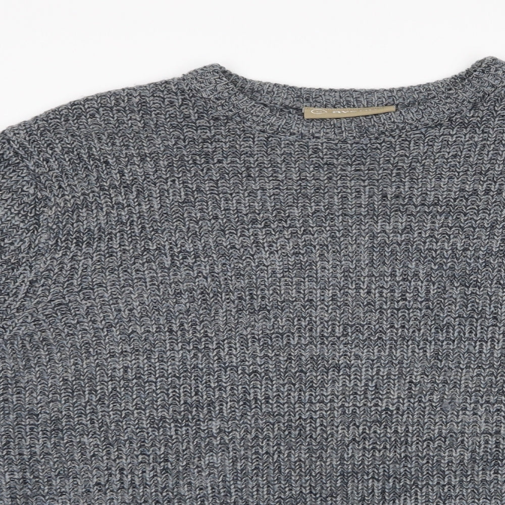 Avenue Mens Blue Herringbone  Pullover Jumper Size M