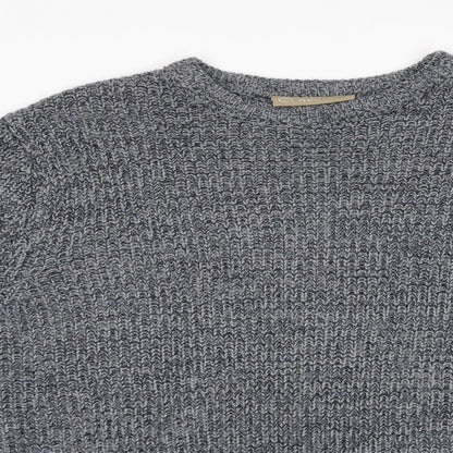 Avenue Mens Blue Herringbone  Pullover Jumper Size M