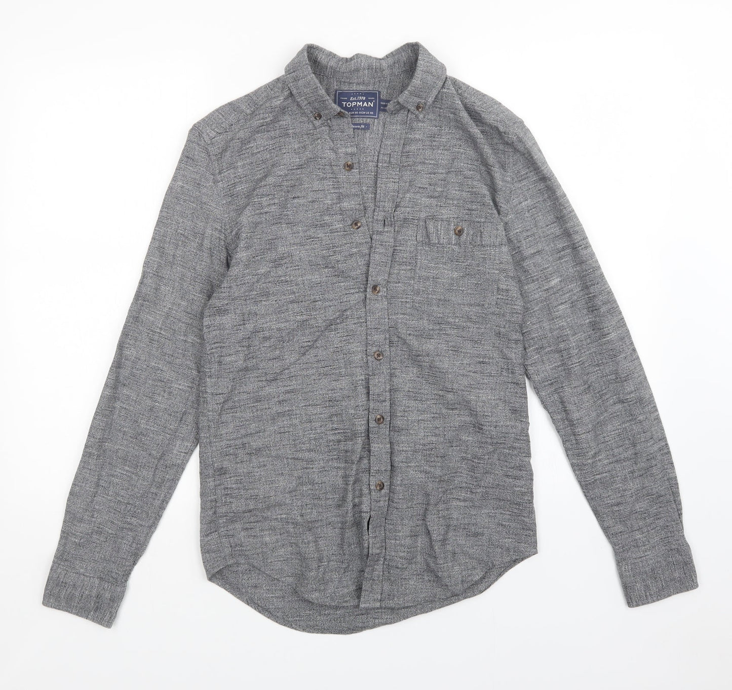 Mens UK Size XS Topman Grey  Button-Up Long Sleeve Casual Shirt