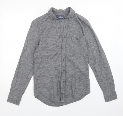 Mens UK Size XS Topman Grey  Button-Up Long Sleeve Casual Shirt