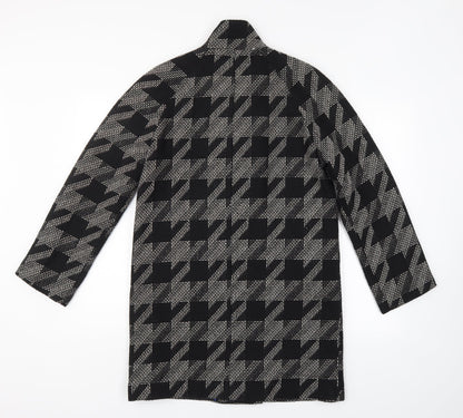 F&F Womens Black Geometric  Overcoat Coat Size 10