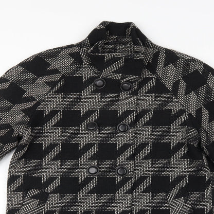 F&F Womens Black Geometric  Overcoat Coat Size 10