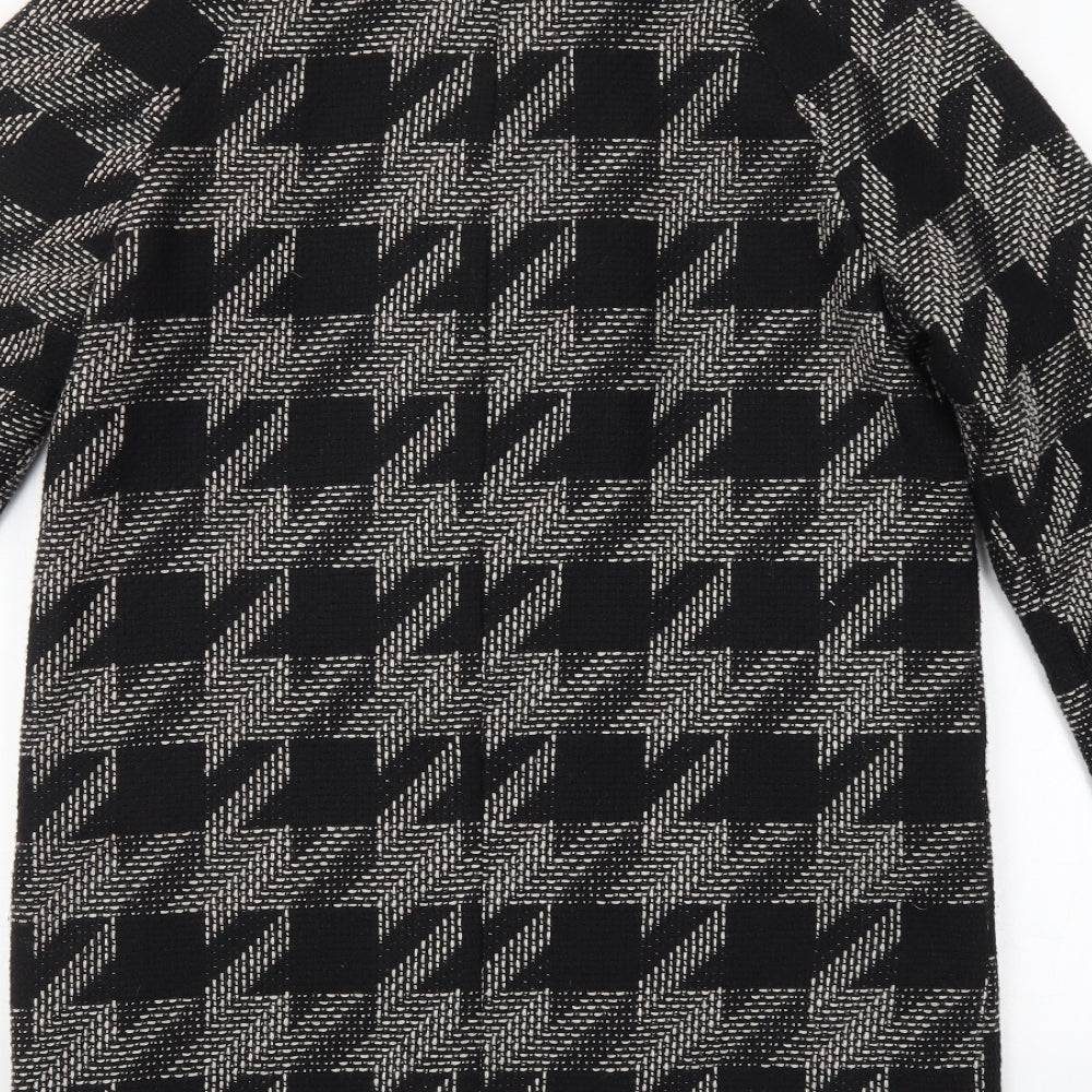 F&F Womens Black Geometric  Overcoat Coat Size 10
