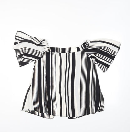 Prague Womens Multicoloured Striped  Basic Blouse Size M
