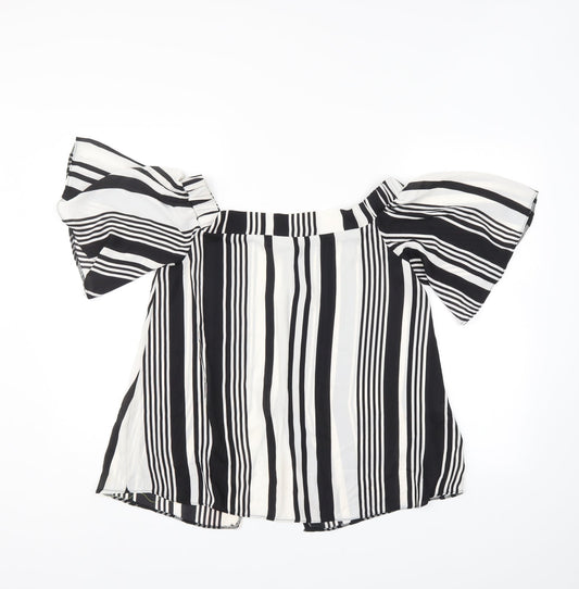 Prague Womens Multicoloured Striped  Basic Blouse Size M