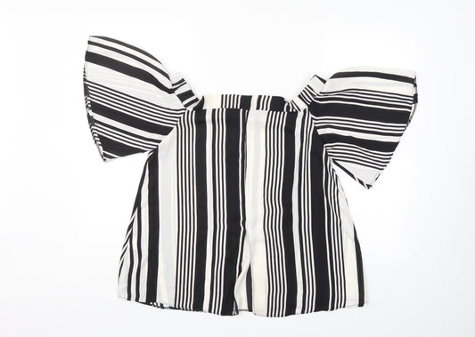Prague Womens Multicoloured Striped  Basic Blouse Size M