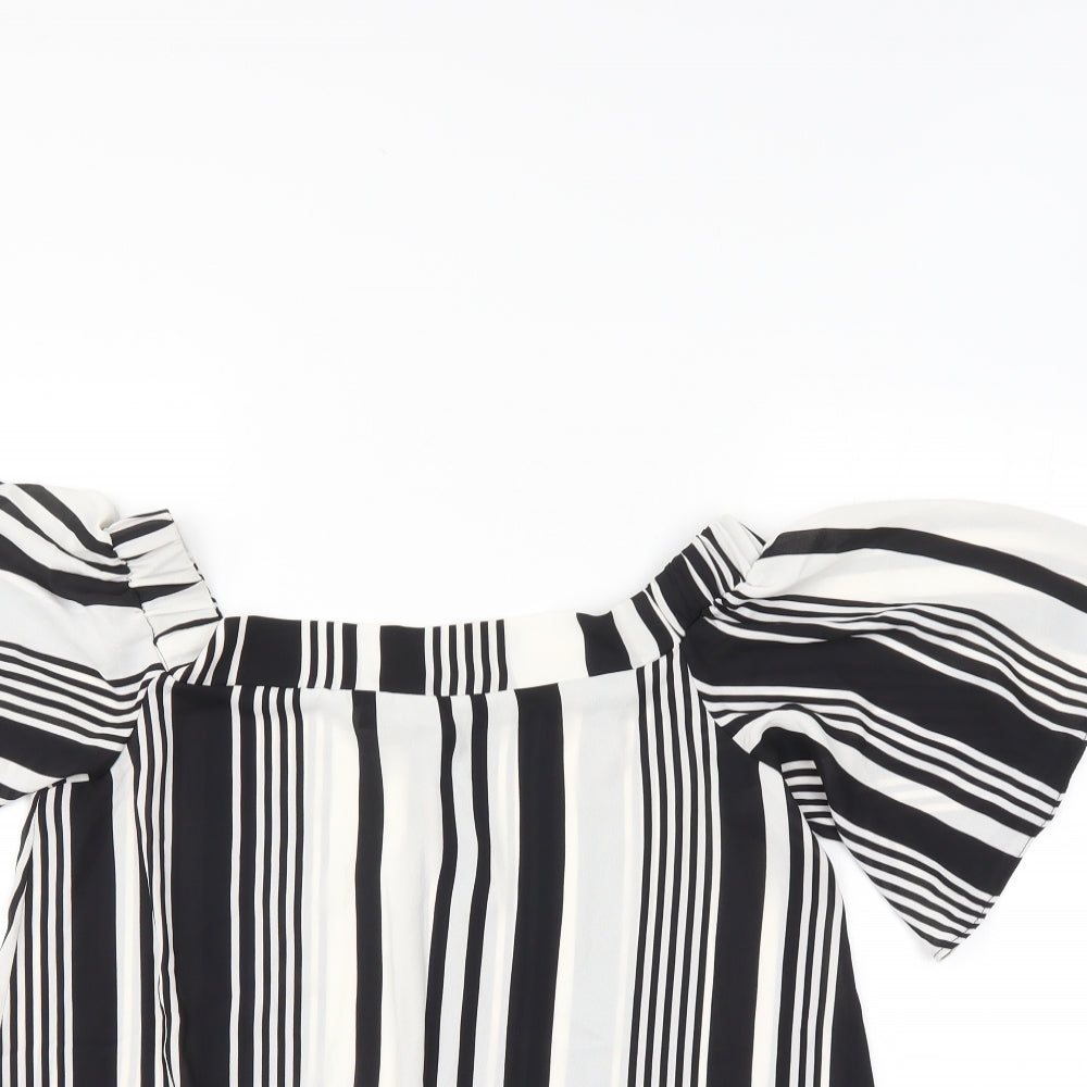 Prague Womens Multicoloured Striped  Basic Blouse Size M