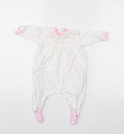 GRI Girls White Polka Dot  Babygrow One-Piece Size 6-9 Months