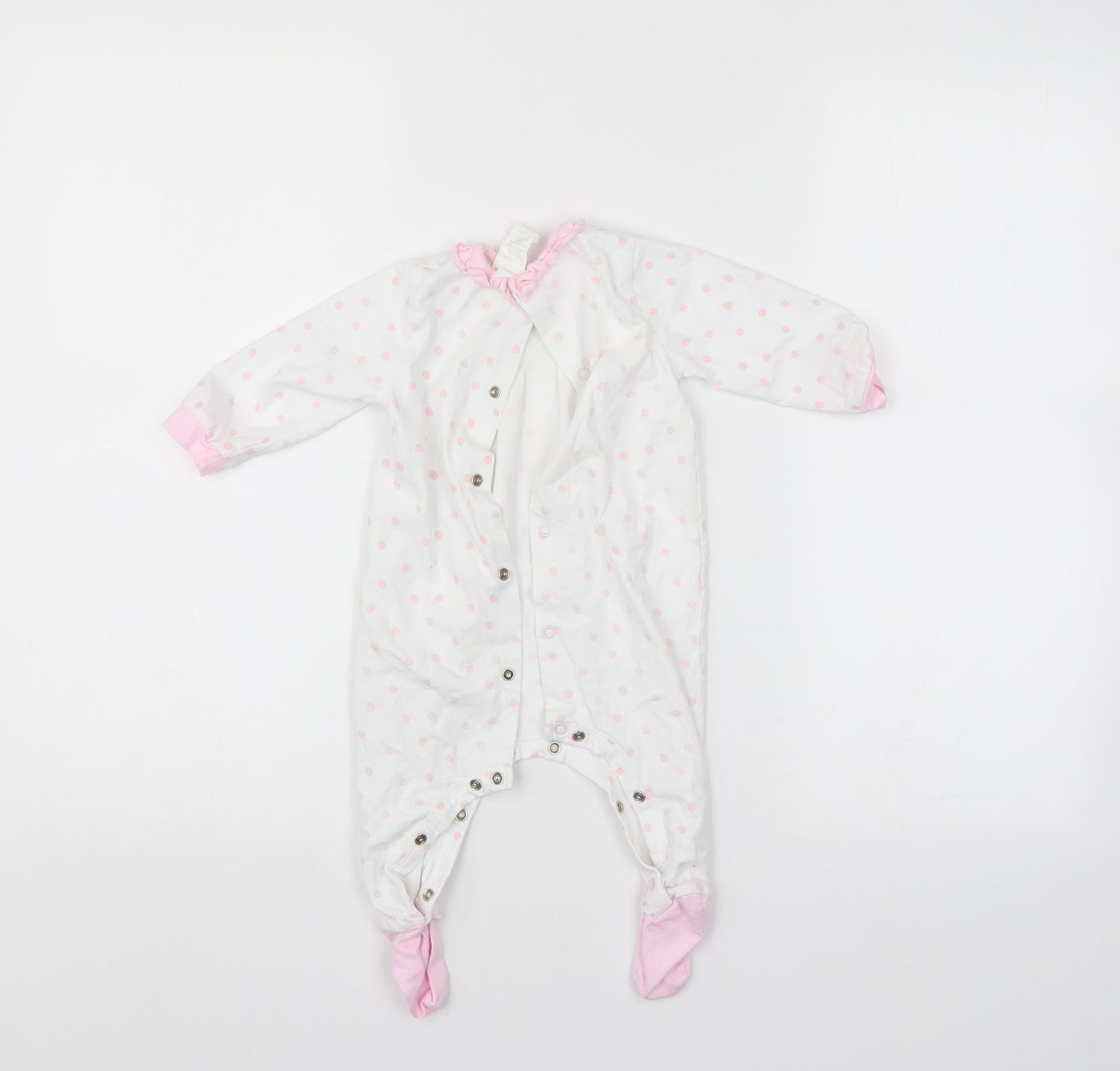GRI Girls White Polka Dot  Babygrow One-Piece Size 6-9 Months
